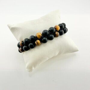 David Yurman Spiritual Beads Two-Row Woven Bracelet w/ Black Onyx & Tiger's Eye